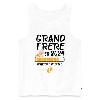 Grand Frère Annonce Grossesse Futur Frère 2024 - Débardeur bio Premium Homme - blanc - Devant - Michal (187cm)