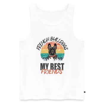 Français Bulldog - Débardeur bio Premium Homme - blanc - Devant - Michal (187cm)