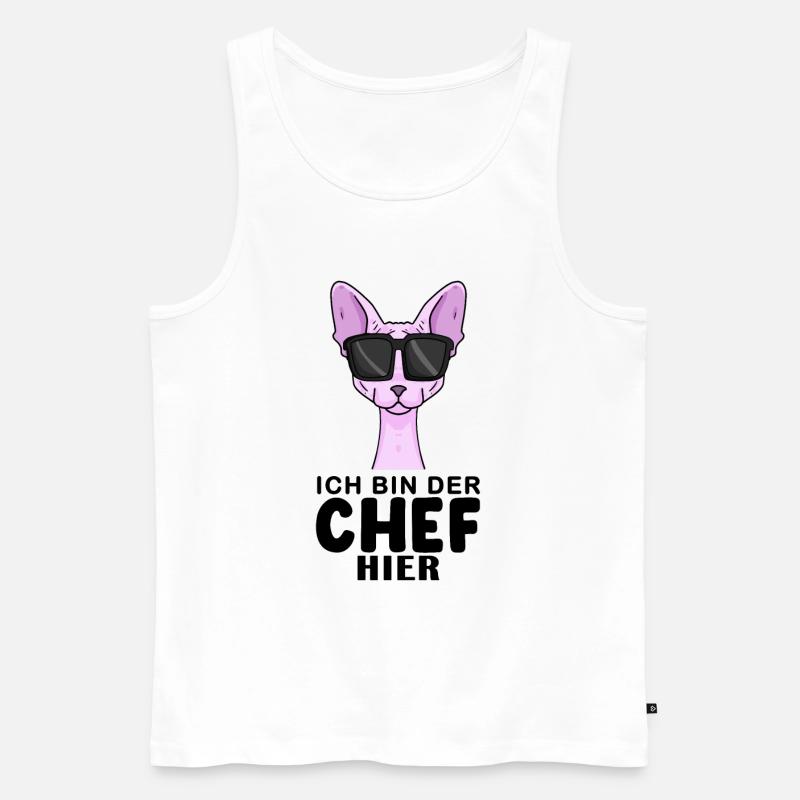 Katze Sphynx Cool Chef - Männer Premium Bio Tank Top - Weiß