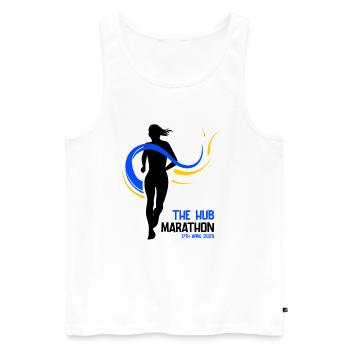Marathon April 17, 2023 at the Hub of the Universe - Men's Premium Organic Tank Top - white - Front - AI Model Male 178 light (178cm)