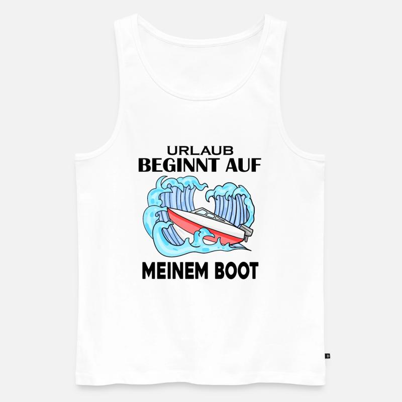 Urlaub Boot Spruch - Männer Premium Bio Tank Top - Weiß