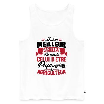 Papa et agriculteur, Cadeau papa agriculteur - Débardeur bio Premium Homme - blanc - Devant - Michal (187cm)