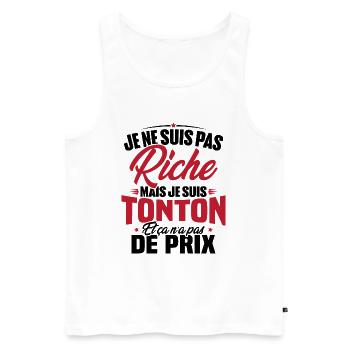 Je ne suis pas riche mais je suis tonton - Débardeur bio Premium Homme - blanc - Devant - Michal (187cm)