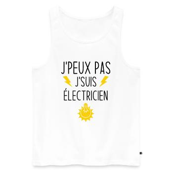 J'peux pas j'suis électricien - Débardeur bio Premium Homme - blanc - Devant - Michal (187cm)