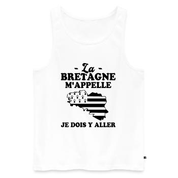 La bretagne m'appelle humour breton homme - Débardeur bio Premium Homme - blanc - Devant - Michal (187cm)