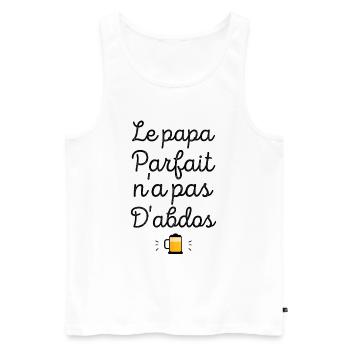 Le papa parfait n'a pas d'abdos - Débardeur bio Premium Homme - blanc - Devant - Michal (187cm)