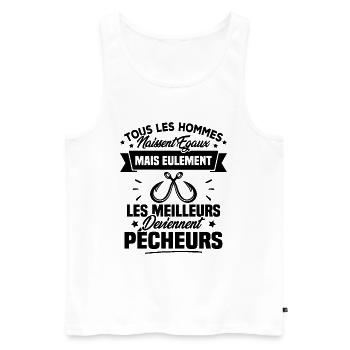 Les meilleurs hommes deviennent Pêcheurs - Débardeur bio Premium Homme - blanc - Devant - Michal (187cm)