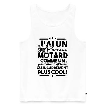 J ai un parrain motard comme un parrain normal - Débardeur bio Premium Homme - blanc - Devant - Michal (187cm)