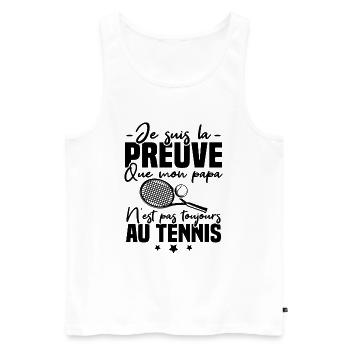 Preuve que mon papa tennis, Humour tennis - Débardeur bio Premium Homme - blanc - Devant - AI Model Male 178 light (178cm)