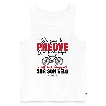 Preuve que papa n'est pas toujours sur son vélo - Débardeur bio Premium Homme - blanc - Devant - Michal (187cm)