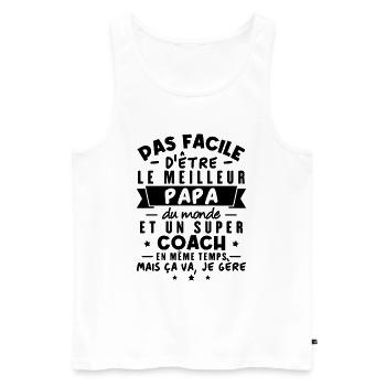 Papa et Coach - Débardeur bio Premium Homme - blanc - Devant - Michal (187cm)