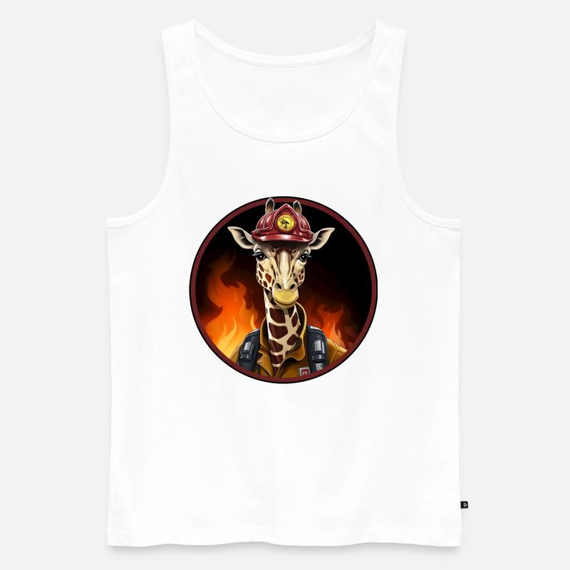 Firefighter Giraffe - Men's Premium Organic Tank Top - white