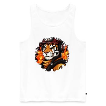 Tiger Fire Brigade / Firefighter Tiger - Men's Premium Organic Tank Top - white - Front - Michal (187cm)