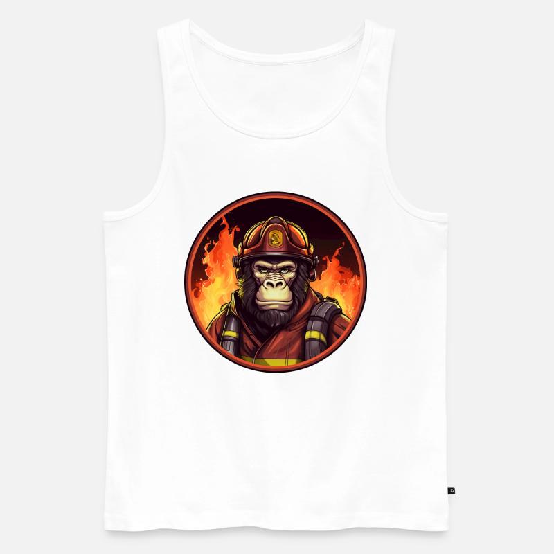 Monkey Fire Brigade - Men's Premium Organic Tank Top - white