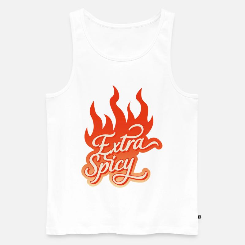 Extra Spicy – Feurige Typografie - Männer Premium Bio Tank Top - Weiß