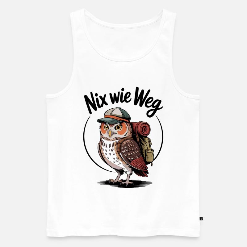 Waldabenteuer Eule mit Rucksack - Männer Premium Bio Tank Top - Weiß