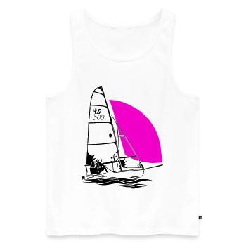 RS 500 Segeljolle Regatta segeln Segelsport farbig - Männer Premium Bio Tank Top - Weiß - Vorne - Michal (187cm)