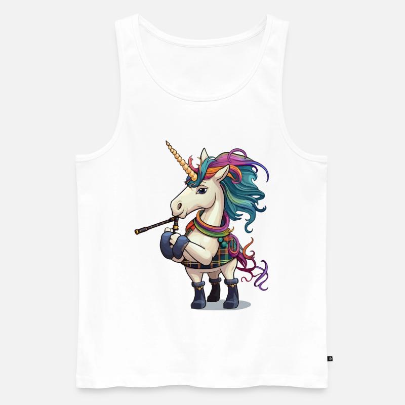 Bunter Einhorn Dudelsack - Männer Premium Bio Tank Top - Weiß
