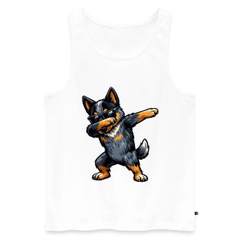 Dabbing Australian Cattle Dog - Men's Premium Organic Tank Top - white - Front - Michal (187cm)