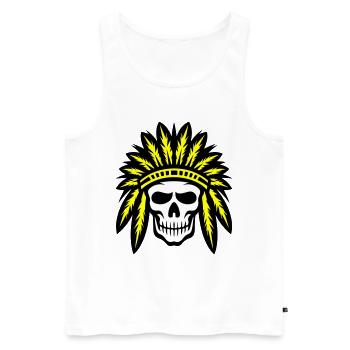 Crâne de chef indien apache - Débardeur bio Premium Homme - blanc - Devant - Michal (187cm)