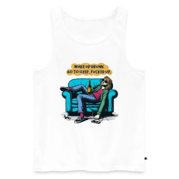 Wake Up Drunk Go To Sleep Fucked Up Funny Sayings - Men's Premium Organic Tank Top - white - Front - Michal (187cm)