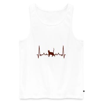 Cat Heartbeat | Katzen Herzschlag - Männer Premium Bio Tank Top - Weiß - Vorne - Michal (187cm)