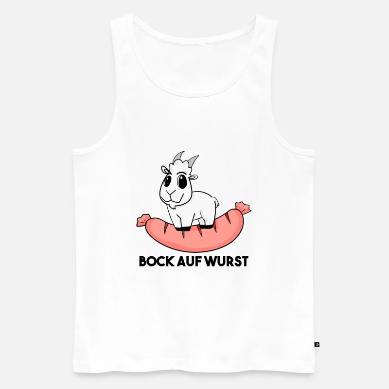 Bock auf Wurst - Ziege Ziegenbock - Männer Premium Bio Tank Top - Weiß