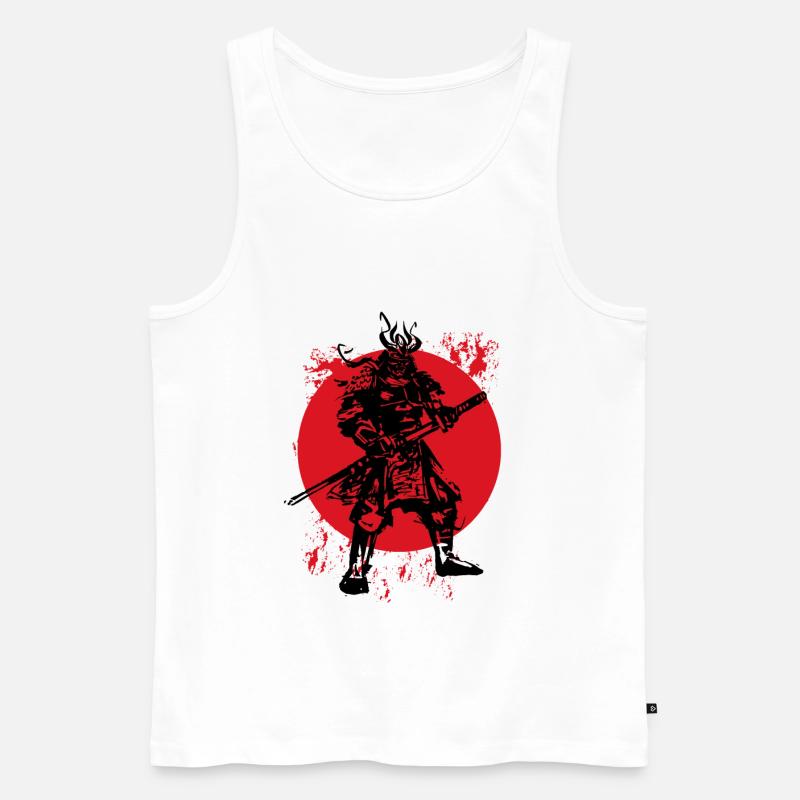 Samurai Japanischer Krieger Blutmond Design - Männer Premium Bio Tank Top - Weiß