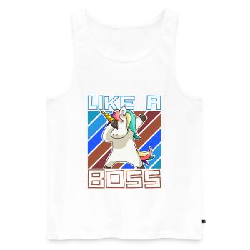 Comme un patron - Drôle de licorne Dabbing Saying - Débardeur bio Premium Homme - blanc - Devant - AI Model Male 178 light (178cm)