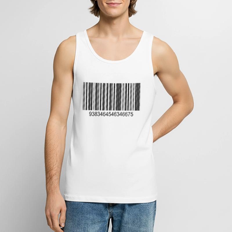 Barcode / Strichcode in Schwarz mit Zahlen Männer Premium Bio Tank Top