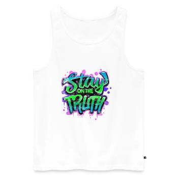 COOL JUSTICE MOTIVATION GRAFFITI GIFTS - Men's Premium Organic Tank Top - white - Front - Michal (187cm)