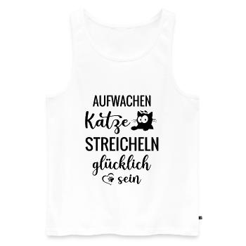 Katze streicheln glücklich sein - Männer Premium Bio Tank Top - Weiß - Vorne - Michal (187cm)