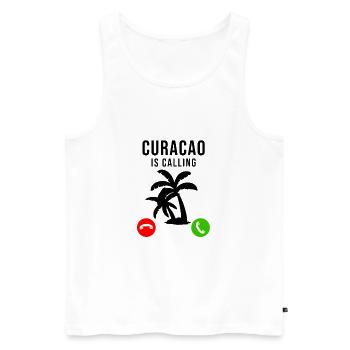 Curacao is calling - Urlaub Strand Palmen Curaçao - Männer Premium Bio Tank Top - Weiß - Vorne - AI Model Male 178 light (178cm)