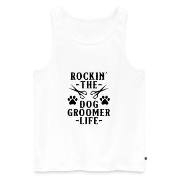 Hundefrisör Hundepflege - Männer Premium Bio Tank Top - Weiß - Vorne - Michal (187cm)