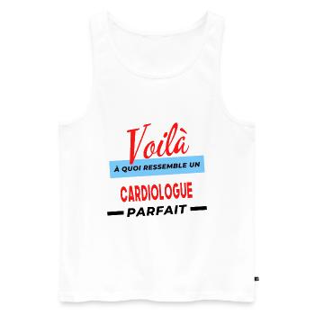 Voilà a quoi ressemble un CARDIOLOGUE Humour - Débardeur bio Premium Homme - blanc - Devant - Michal (187cm)