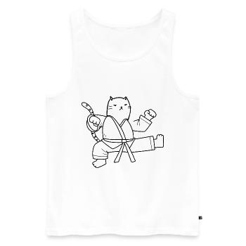 Eine lustige Karate Katze - Männer Premium Bio Tank Top - Weiß - Vorne - Michal (187cm)