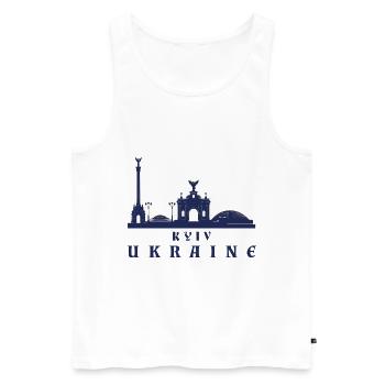 Kiew Skyline Ukraine Kyiv - Männer Premium Bio Tank Top - Weiß - Vorne - AI Model Male 178 light (178cm)