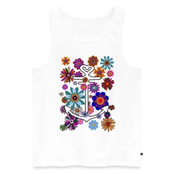 Tropical Look Anker Blumen und Blüten - Männer Premium Bio Tank Top - Weiß - Vorne - AI Model Male 178 light (178cm)