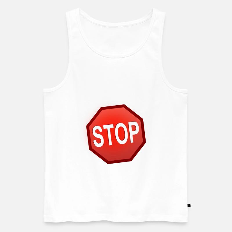 Stop Schild - Männer Premium Bio Tank Top - Weiß