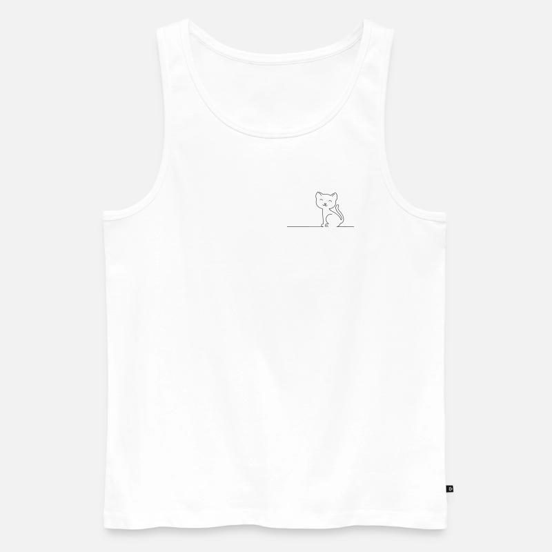 Cat Monoline - Männer Premium Bio Tank Top - Weiß