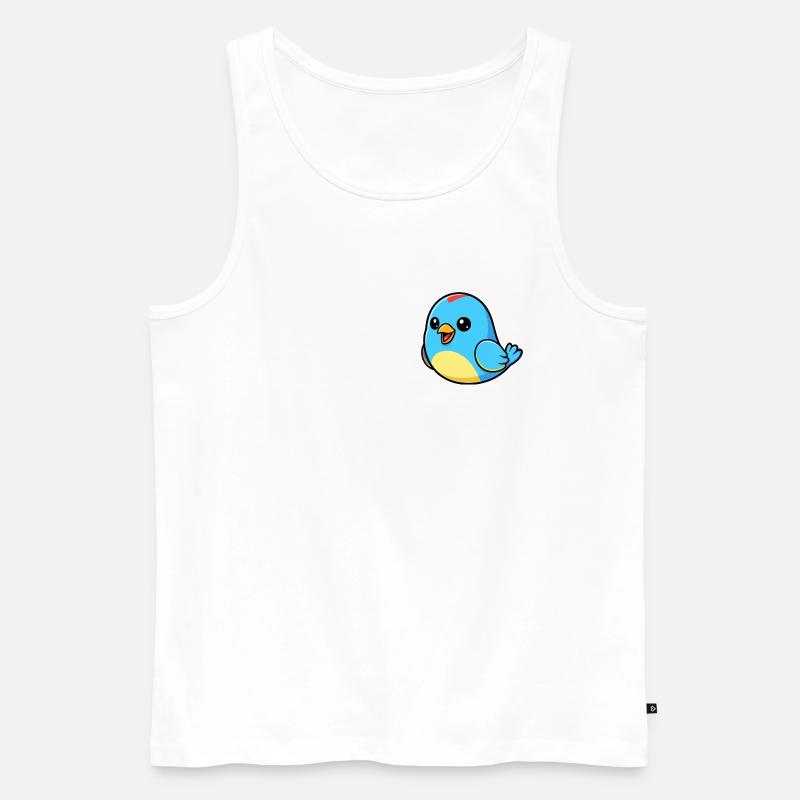 Fröhlicher Blauer Vogel Cartoon - Männer Premium Bio Tank Top - Weiß