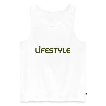 Lifestyle font design street fashion - Männer Premium Bio Tank Top - Weiß - Vorne - AI Model Male 178 light (178cm)