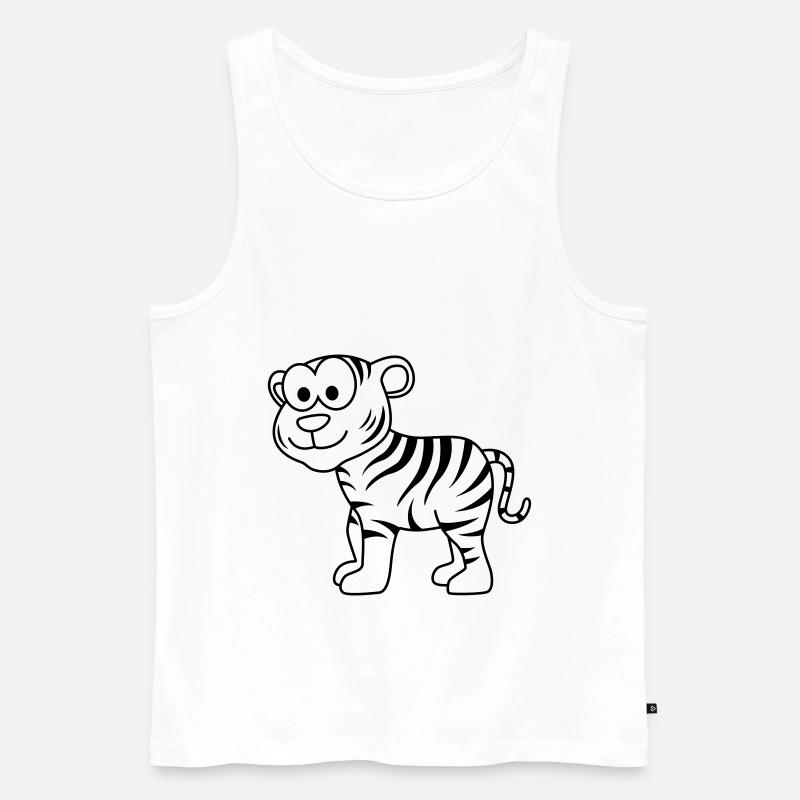 Tiger Comic Tier - Männer Premium Bio Tank Top - Weiß