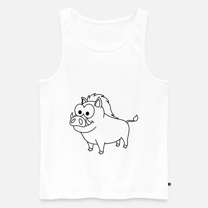 Wildschwein Comic Tier - Männer Premium Bio Tank Top - Weiß