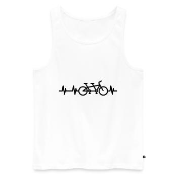 Vélo tandem et symbole du rythme cardiaque - Débardeur bio Premium Homme - blanc - Devant - Michal (187cm)