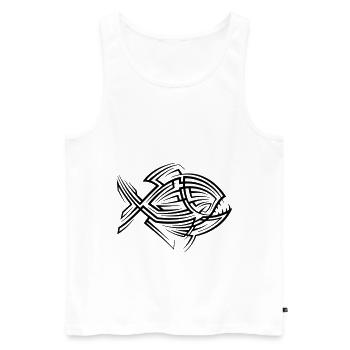 Tatouage tribal Piranha - Débardeur bio Premium Homme - blanc - Devant - AI Model Male 178 light (178cm)