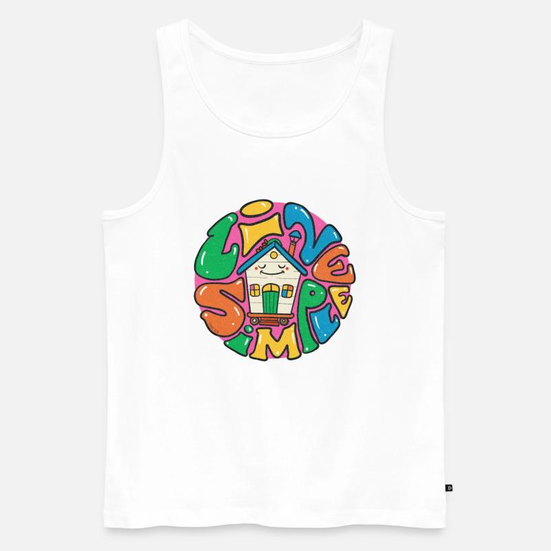 Lebe ein einfaches Tiny House - Männer Premium Bio Tank Top - Weiß