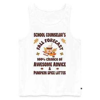 School counselor, advice & Pumpkin spice lattes - Männer Premium Bio Tank Top - Weiß - Vorne - AI Model Male 178 light (178cm)
