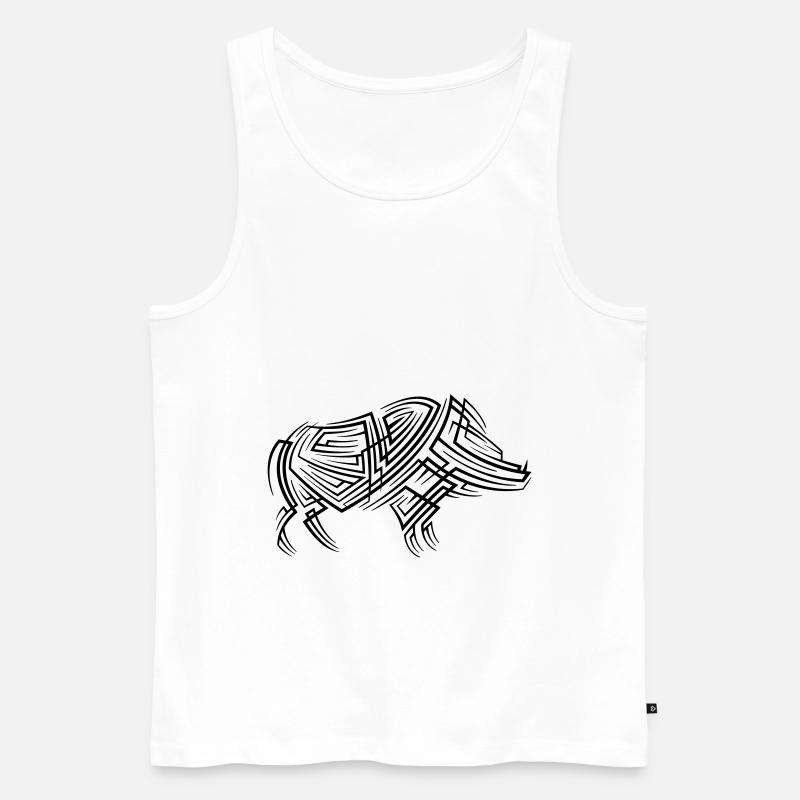 Tatuaggio tribale del cinghiale - Canottiera ecologica premium da uomo - bianco