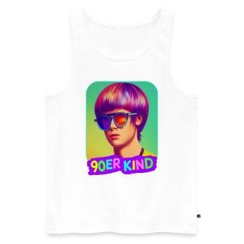 90er Jahre Kind 90s Retro Party - Männer Premium Bio Tank Top - Weiß - Vorne - Michal (187cm)